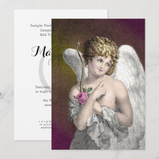Invitaciones de matrimonio romántico cupido vintag