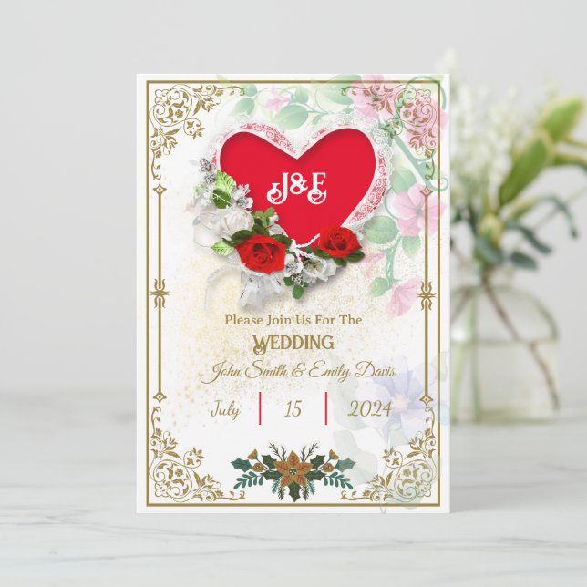 Invitaciones de matrimonio ruso con código Qr de R (Anverso de pie)