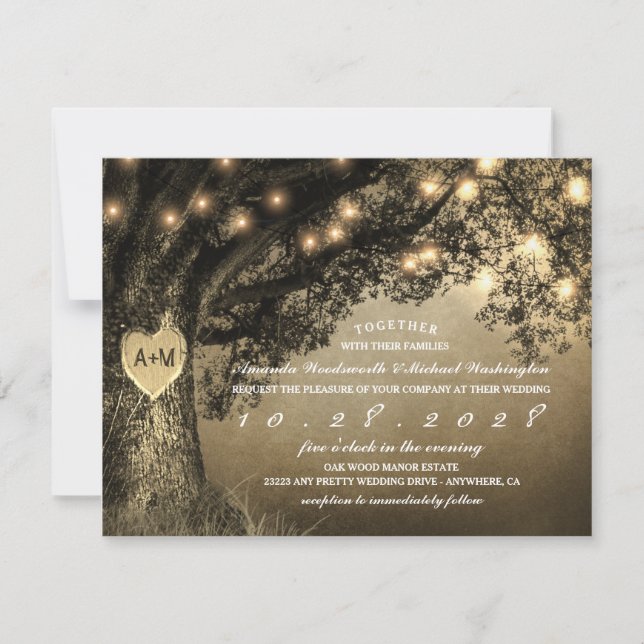 Invitaciones de matrimonio rústico de época de rob (Anverso)