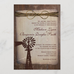 Invitaciones de matrimonio rústico en el campo del