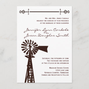 Invitaciones de matrimonio rústico rural en el mol