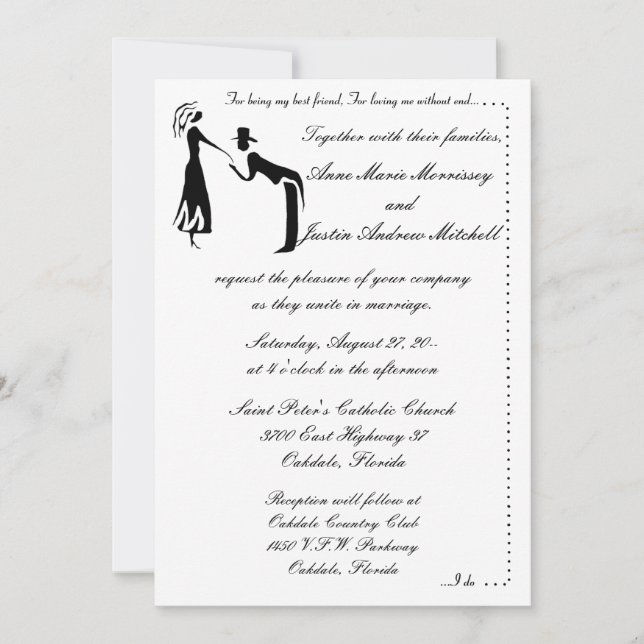 Invitaciones de matrimonio SILHOUETTE para pareja  (Anverso)