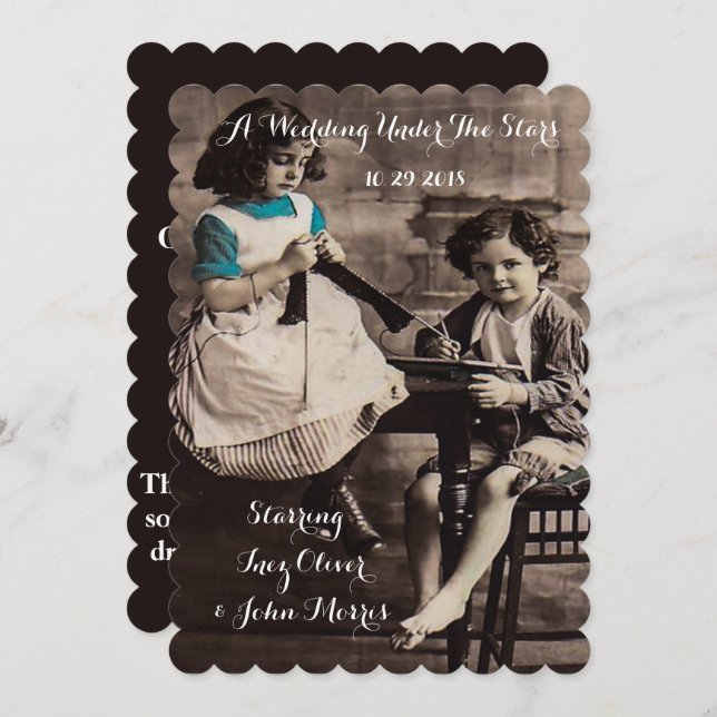 Invitaciones de matrimonio temáticas de película a (Anverso / Reverso)