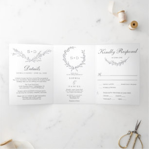 Invitaciones de matrimonio todo en uno en monogram