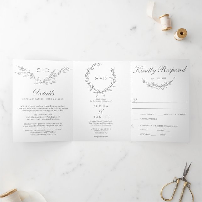 Invitaciones de matrimonio todo en uno en monogram (Interior)