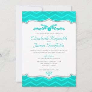 Invitaciones de matrimonio turquesa Zigzag