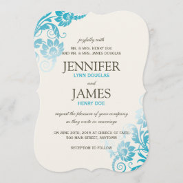 Invitaciones de matrimonio Verde azulado Ombre ele
