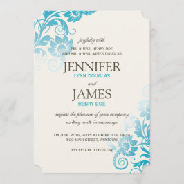 Invitaciones de matrimonio Verde azulado Ombre ele