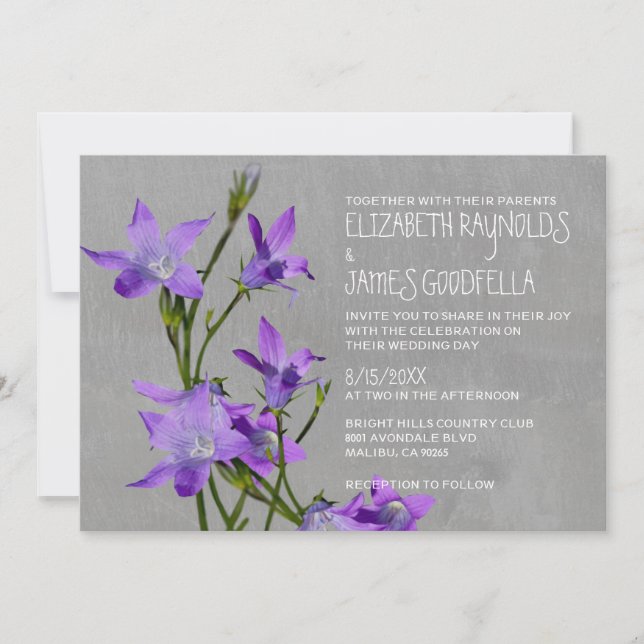 Invitaciones de matrimonio violeta (Anverso)