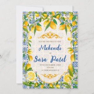 Invitaciones de Mehndi y decoración con tema itali