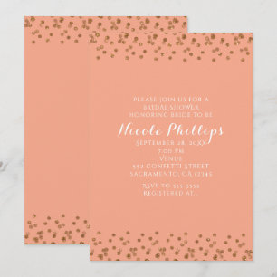 Invitaciones de melocotón y dorado glamour moderno