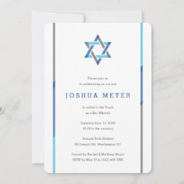 Invitaciones de Mitzvah Bar moderno | Azul + Verde