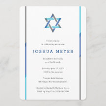Invitaciones de Mitzvah Bar moderno | Azul + Verde