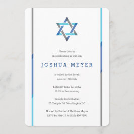 Invitaciones de Mitzvah Bar moderno | Azul + Verde