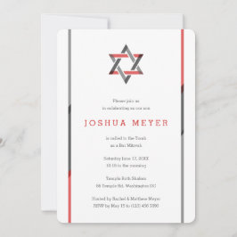 Invitaciones de Mitzvah Bar moderno | Rojo + Negro