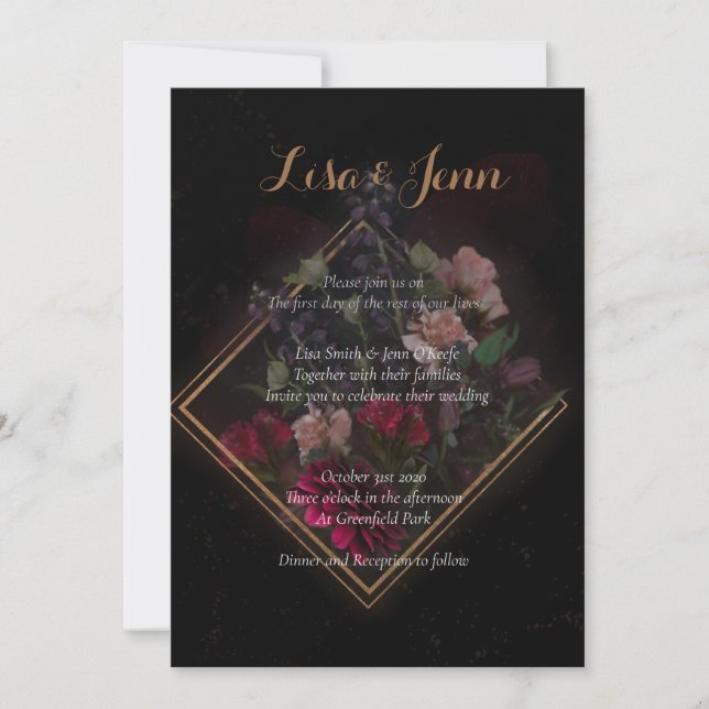 Invitaciones de Moody Dark Boquet Wedding (Anverso)