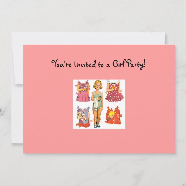 Invitaciones de muñecas de papel de época (Anverso)