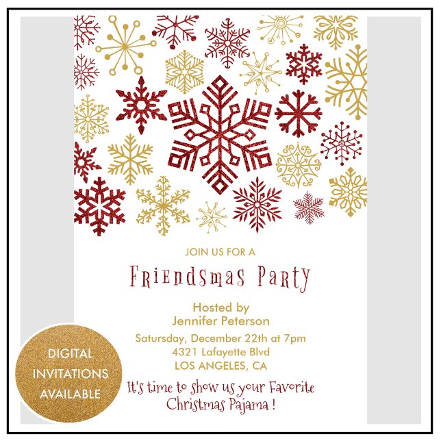 Invitaciones de Navidad Amigasmas Elegantes Rojas (Subido por el creador)