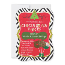 Invitaciones de Navidad Árbol Moderno y Cake Pops