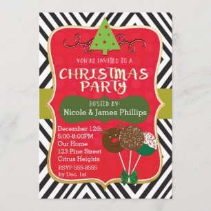 Invitaciones de Navidad Árbol Moderno y Cake Pops