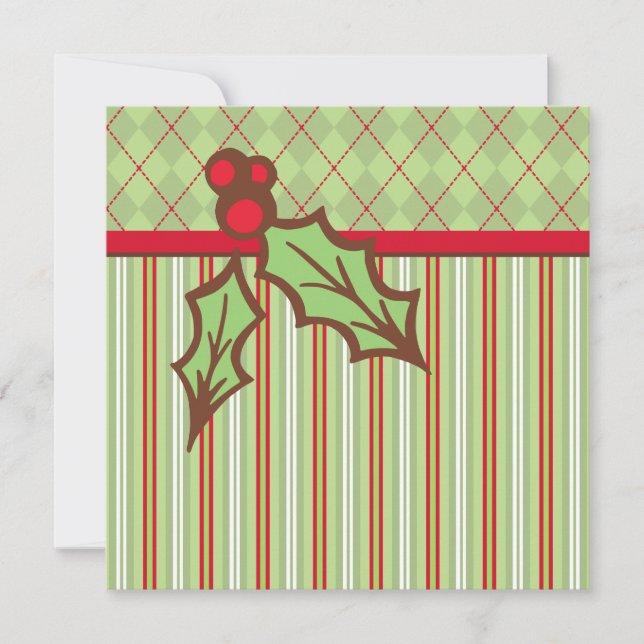 Invitaciones de Navidad con Acebo (Anverso)