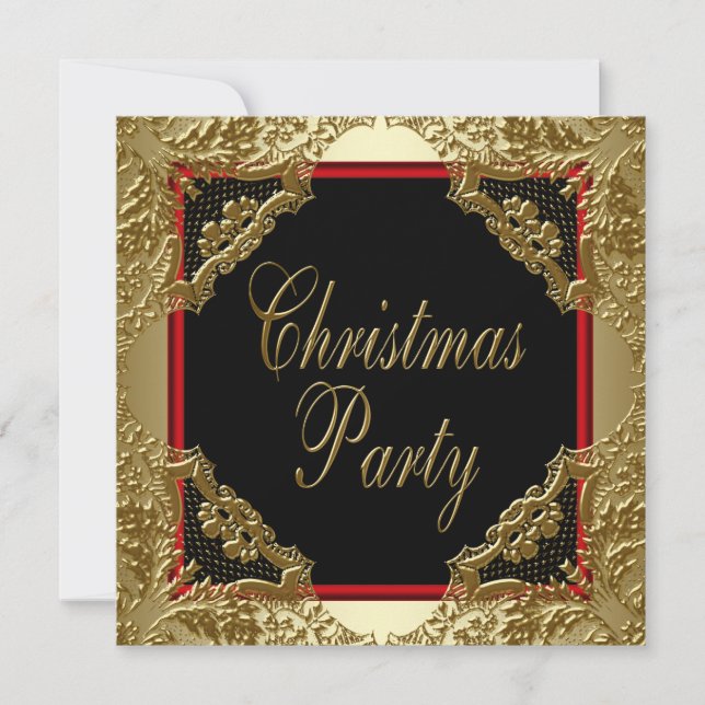 Invitaciones de Navidad corporativas Rojo Oro (Anverso)