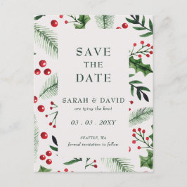 Invitaciones de Navidad de Bayas de Acebo Save the