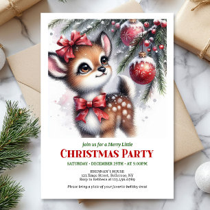 Invitaciones de Navidad de cervatillo bebé en bosq
