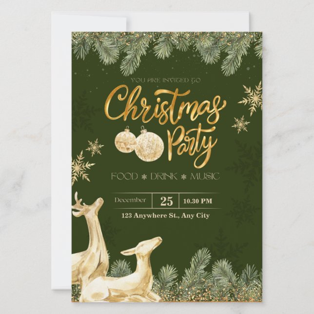 Invitaciones de navidades personalizados, fiesta d (Anverso)