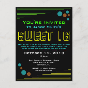 Invitaciones de neón del dulce 16