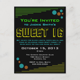 Invitaciones de neón del dulce 16