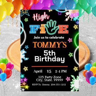 Invitaciones de Neon High Five Birthday Boy