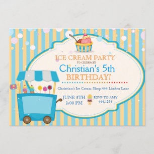 Invitaciones de niño de crema de hielo para fiesta