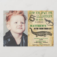 Invitaciones de niño de cumpleaños reptiles, espec