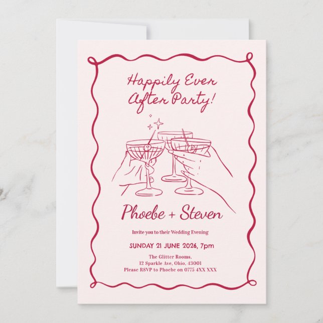 Invitaciones de Noche de Boda Fiesta Felices para  (Anverso)
