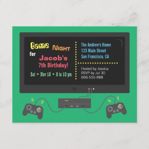 Invitaciones de Noche de Juegos de Video en TV