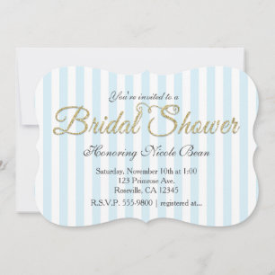 Invitaciones de Novia con Brillo Dorado y Raya Azu