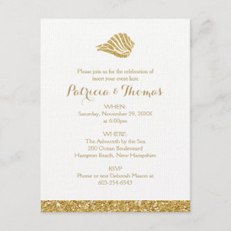 Invitaciones de Oro Brillante | Concha Marina