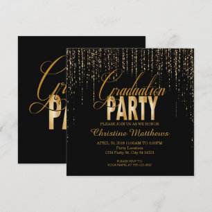 Invitaciones de oro de la fiesta de graduación