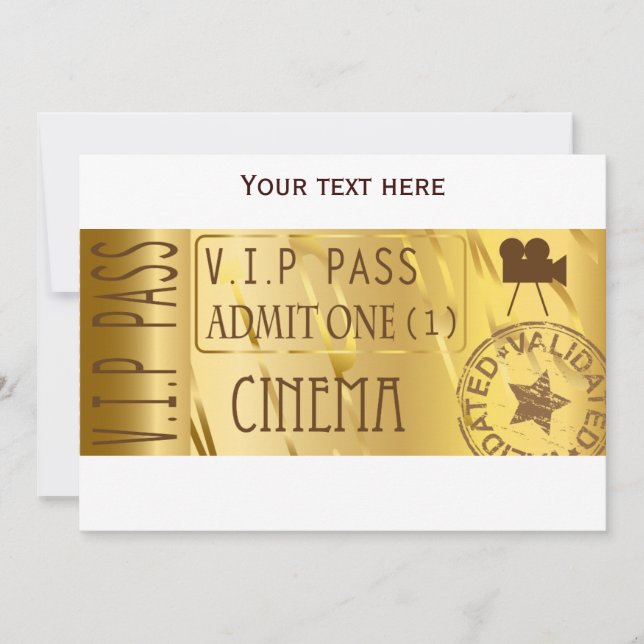 Invitaciones de oro del boleto de la película (Anverso)