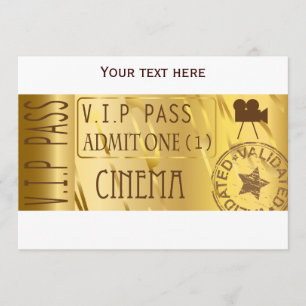 Invitaciones de oro del boleto de la película