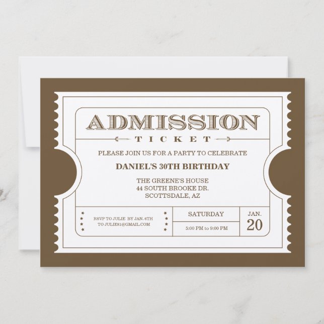 Invitaciones de oro del boleto en el papel de la (Anverso)