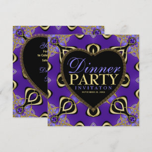 Invitaciones de oro morado del Fiesta de la cena d