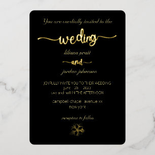 Invitaciones de Oro Real Premium Elegante Monogram