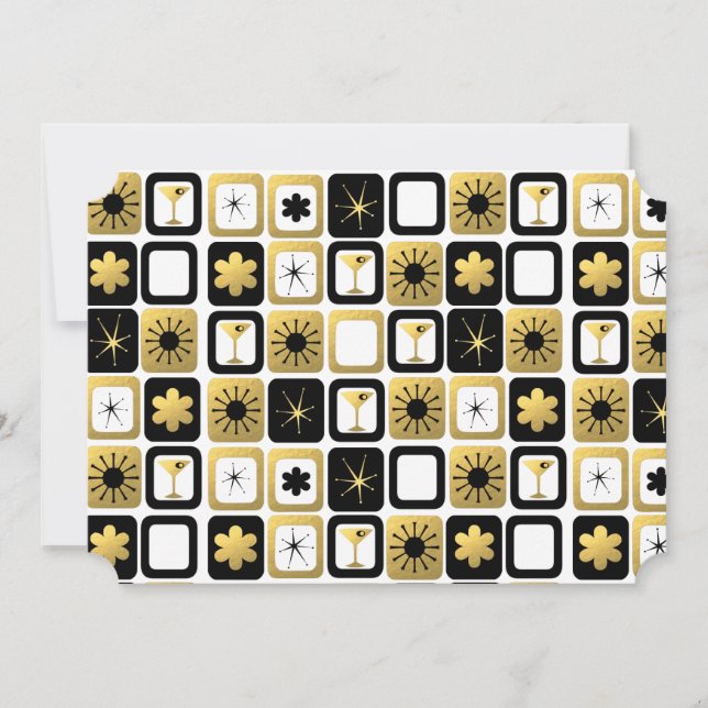 Invitaciones de oro retro glamorosas (Anverso)