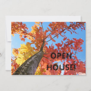 Invitaciones de Otoño Hojas Casa Abierta Negocios