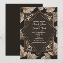 Invitaciones de Otoño Rústicas con Hojas Marrones