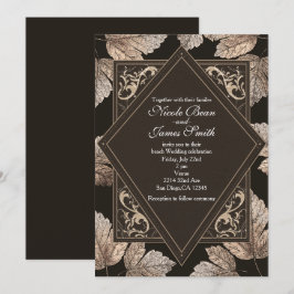 Invitaciones de Otoño Rústicas con Hojas Marrones 