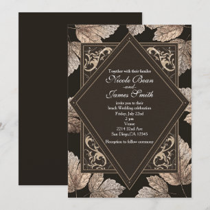 Invitaciones de Otoño Rústicas con Hojas Marrones