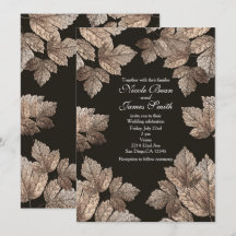Invitaciones de Otoño Rústicas con Hojas Marrones